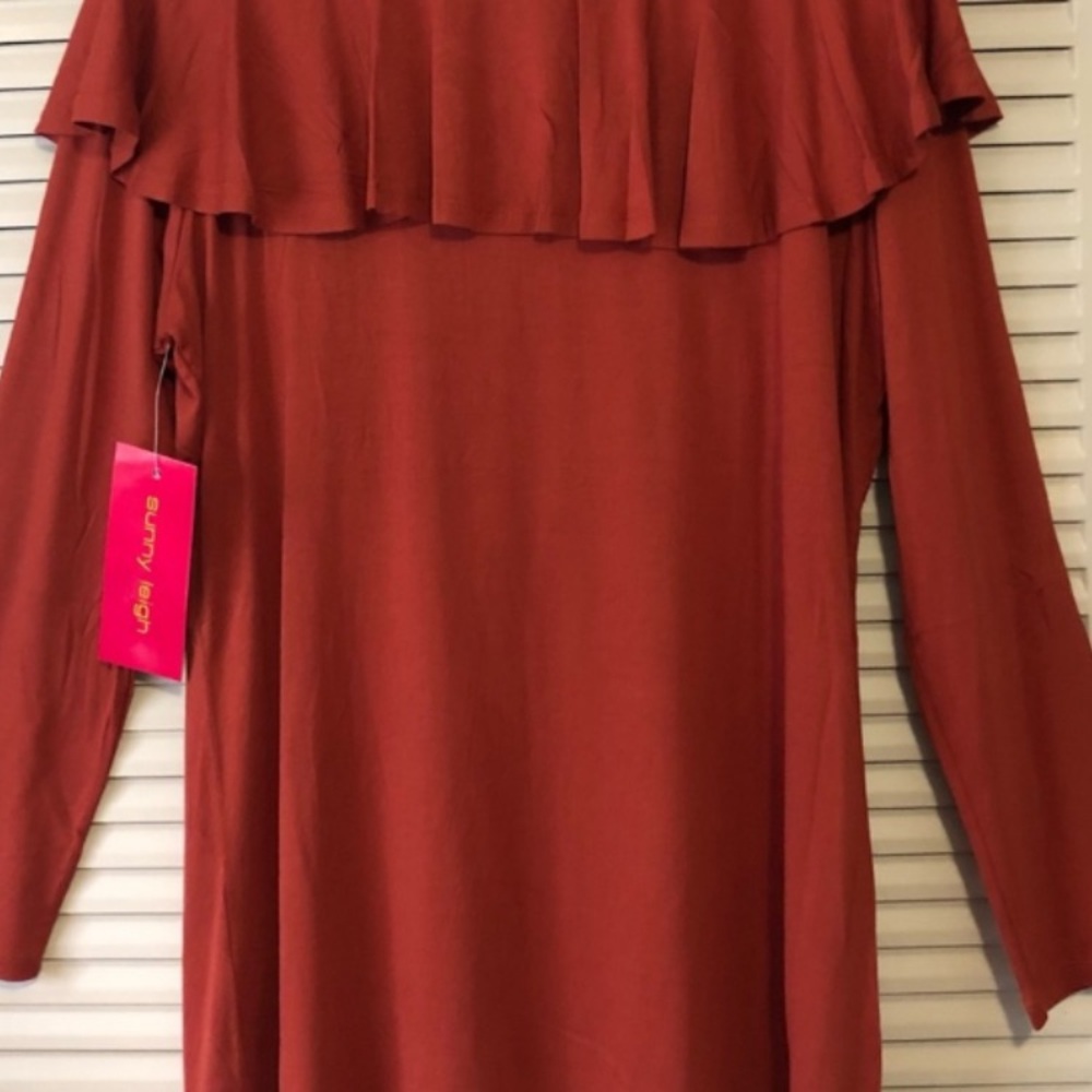 Sunny Leigh Rust Ruffle Blouse - Picture 2 of 4